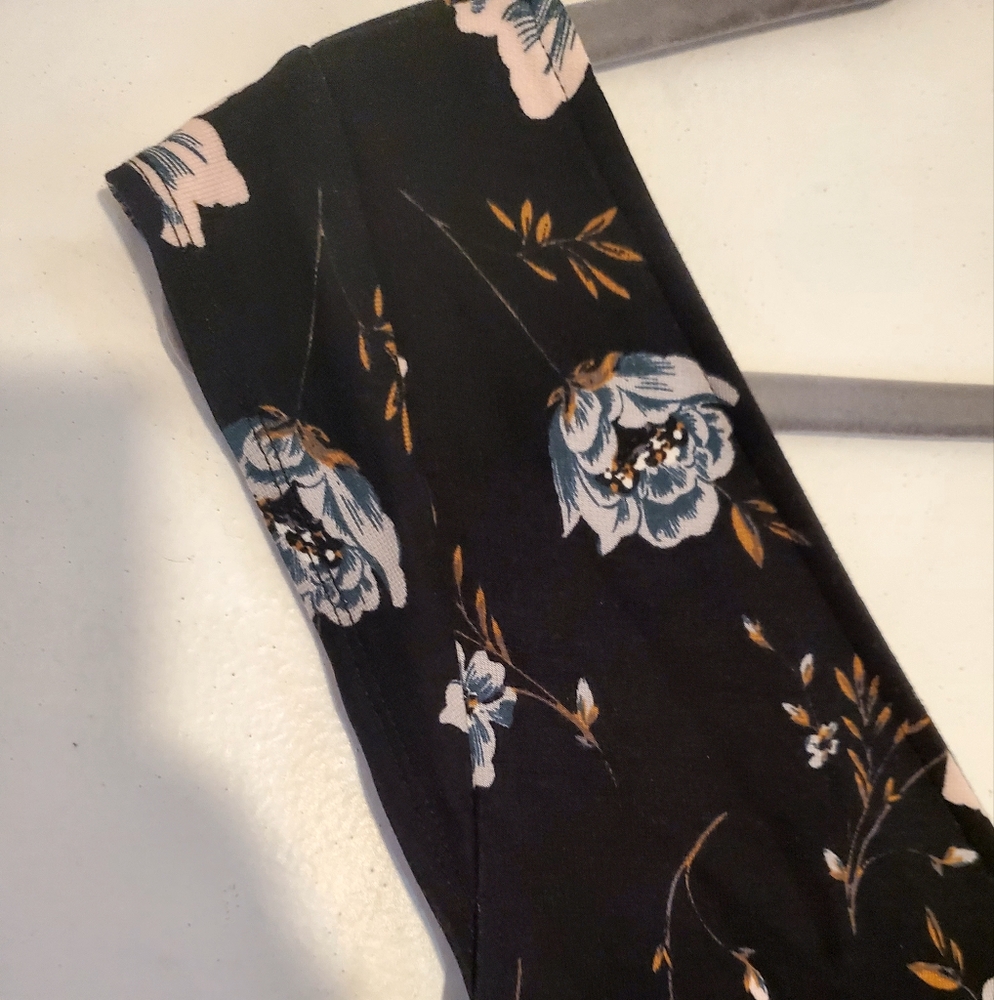 French Connection Zipper Floral Mini Dress Black Slimming Panels Size 6 Women - Picture 8 of 14